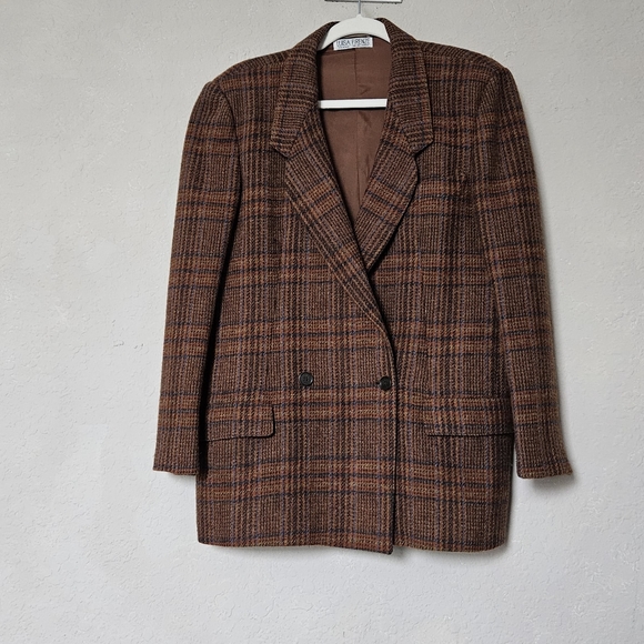 Luisa Firenze Via Roma Brown Tweed Double Breasted Woman’s Oversized Blazer - Picture 8 of 13